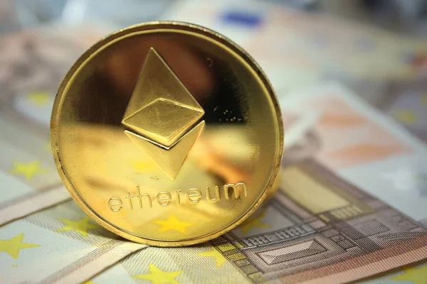 Ethereum Blockchain Ethereum Crypto Monnaie Sur Euro Notes Blockchain Technologie — Photo