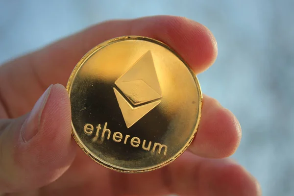 Ethereum Crypto Monnaie Technologie Blockchain Monnaie Décentralisée Pièce — Photo