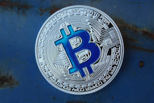 Silber Bitcoin Makroschuss Blockchain Technologie — Stockfoto