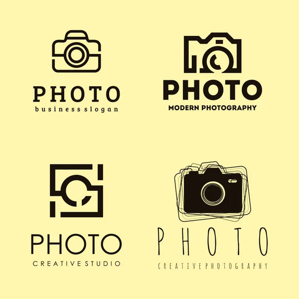 Photo Logo Set Simple Creative Photographer Logo Symbols Icon Creative — Stock Vector