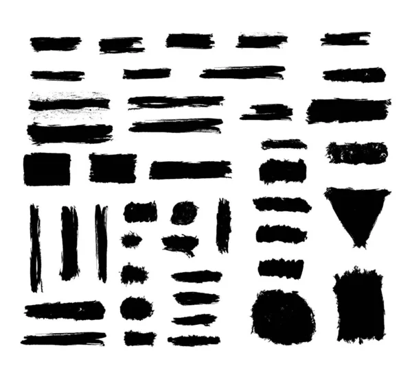 Набір Векторів Колекції Чорних Елементів Гранжевих Пензлів — стоковий вектор