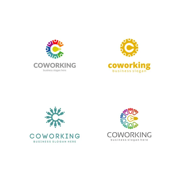 Coworking Människor Vector Färgglada Logos Brev Coworking Människor Vektor Färgglada — Stock vektor