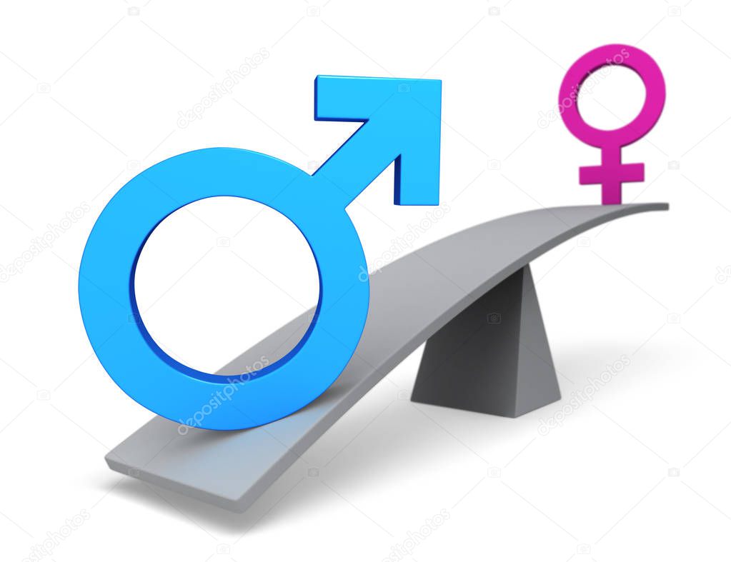 Male Gender Symbol Tipping the Scales Against Wome