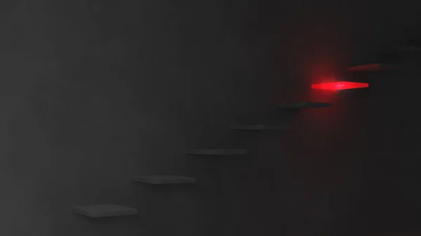 Ілюстрація Тьмяно Освітлених Сірих Бетонних Сходинок Відкидають Оманливі Тіні Веде Стокове Фото