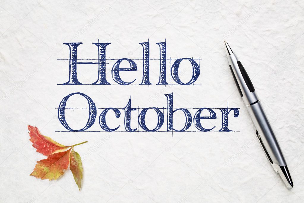 Hello October greeting card