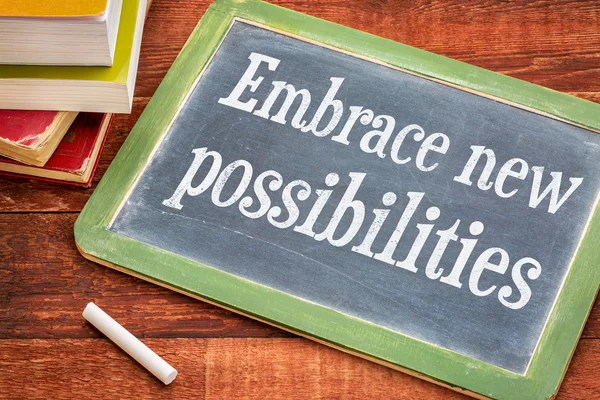 Embrace new possibilities on blackboard — Stock Photo, Image