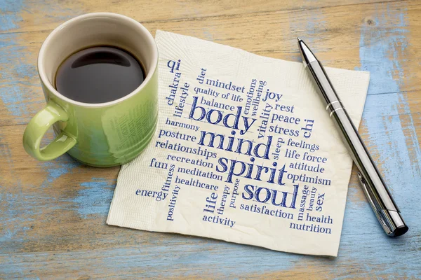 Mind, body, spirit and soul word cloud — Stock Photo, Image