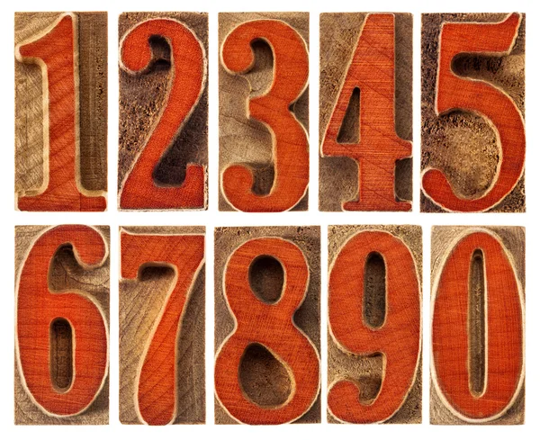 Numéros de type bois ensemble isolé — Photo