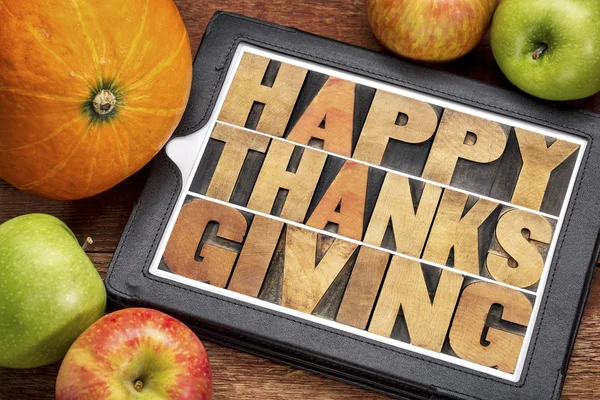 Ευτυχής ημέρα των Ευχαριστιών στο tablet — Φωτογραφία Αρχείου