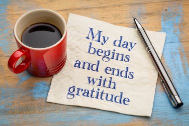 My day begins and ends with gratitude clipart