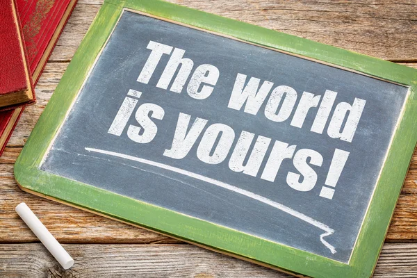 The world is yours on blackboard — Stock Photo, Image