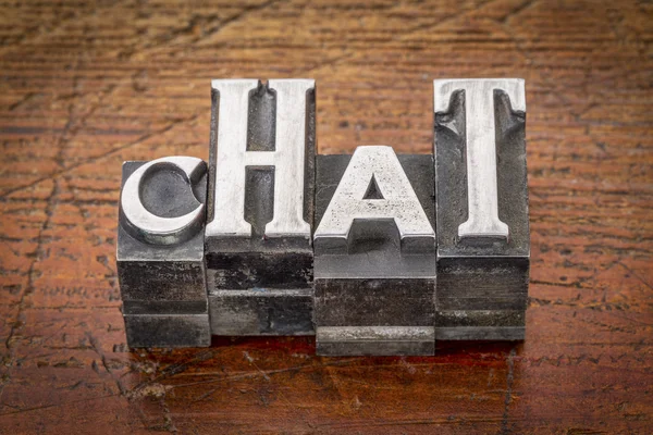 Chat word abstract in metal type — Stock Photo, Image