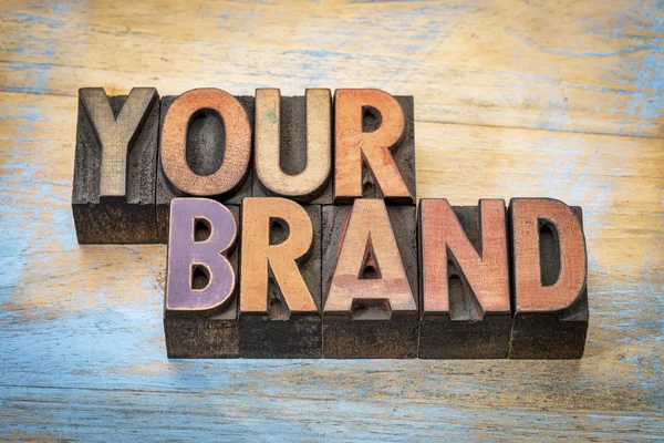 Your brand word abstract in wood type — Stock Photo, Image