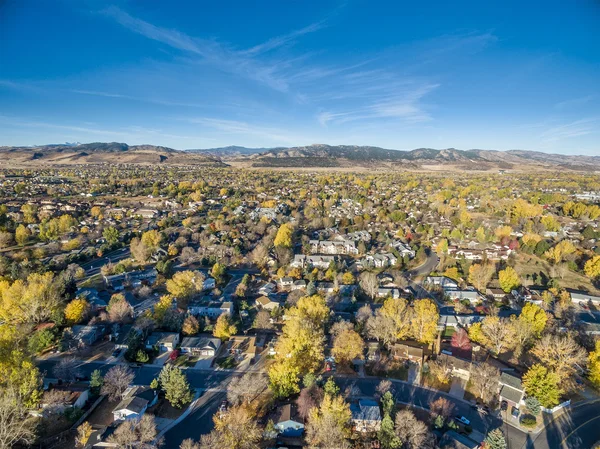 Fort Collins in fall colors from air — Stock Photo, Image
