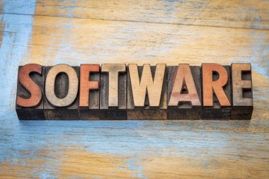 software word abstract in wood type  clipart