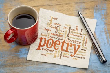 poetry word cloud on napkin clipart