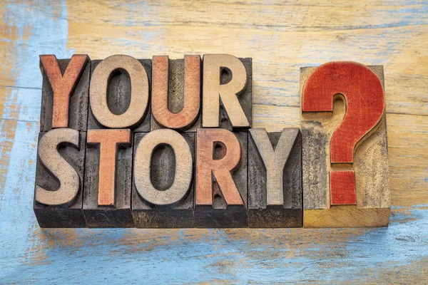 Your story question in wood type — Stock Photo, Image