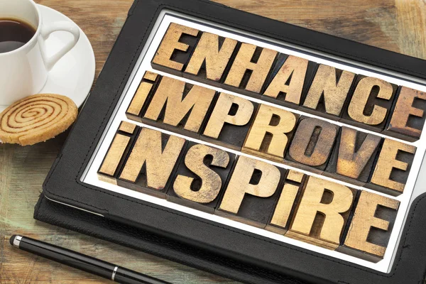 Enhance, improve, inspire word abstract — Stock Photo, Image