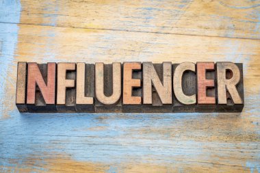 influencer word in wood type clipart