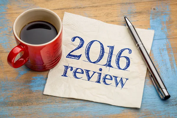 2016 review on napkin — Stock Photo, Image