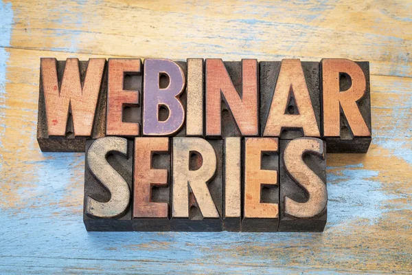 Webinar series word abstract in wood type — Stock Photo, Image