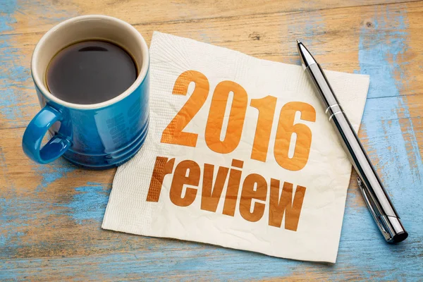 2016 review on napkin — Stock Photo, Image