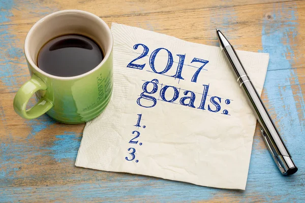 Liste der Ziele für 2017 auf Serviette — Stockfoto