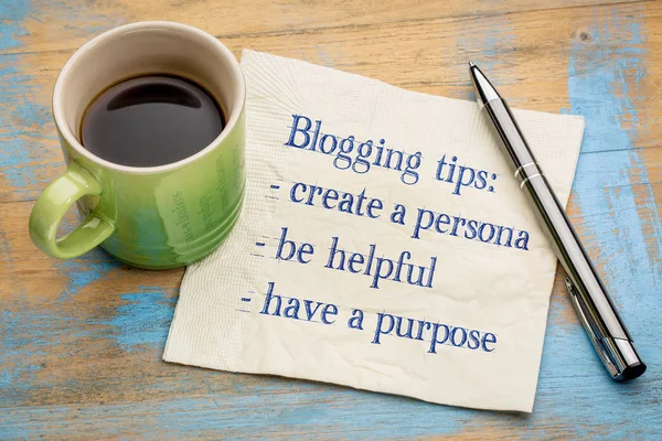 Blogging tips on napkin — Stock Photo, Image