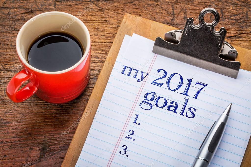 my 2017 goals on  clipboard