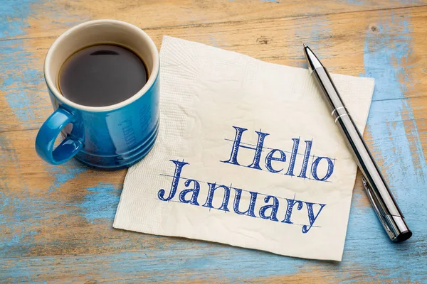 Hello January on napkjn — Stock Photo, Image