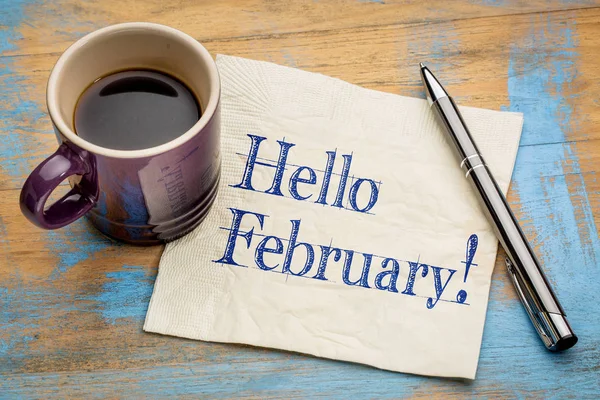 Hello February on napkin — Stock Photo, Image