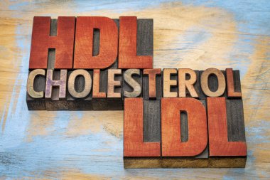 HDL and LDL cholesterol word abstract clipart