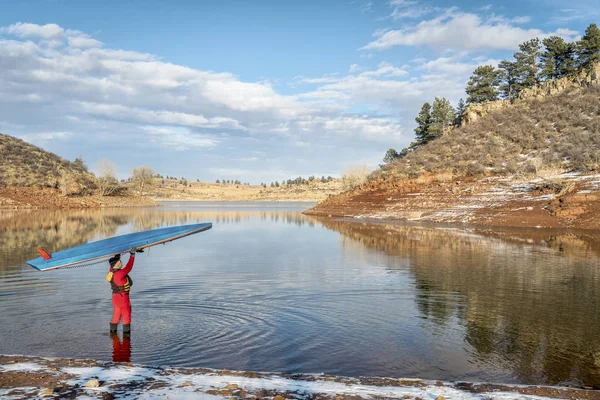 Invierno de pie remando en Colorado — Foto de Stock