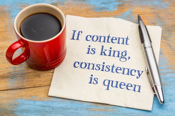 El contenido es rey, reina de consistencia — Foto de Stock