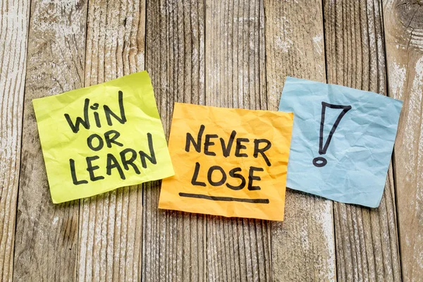 Win or learn, never loose reminder — Stock Photo, Image