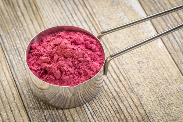 Scoop of aronia berry (chokeberry) powder — Stock Photo, Image