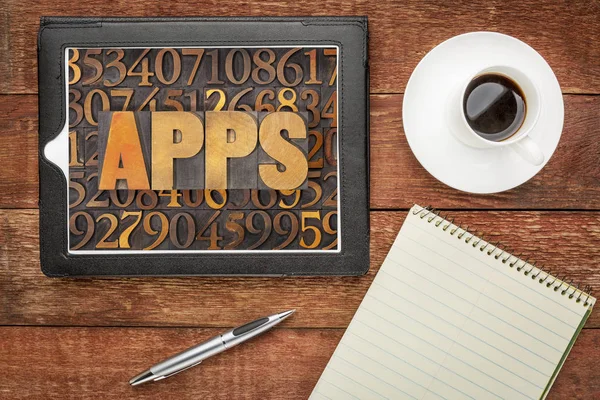 Apps (applications) word in wood type — Stock Photo, Image