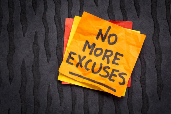 No more excuses - sticky note reminder — Stock Photo, Image