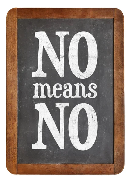 No means... Anti-Vergewaltigungs-Slogan auf Tafel — Stockfoto