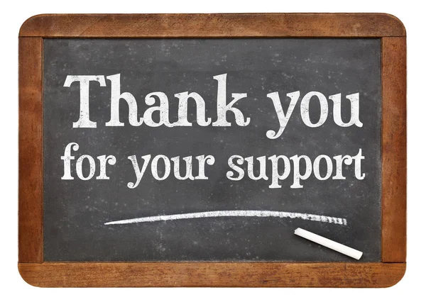 Thank you for your support blackboard sign — Stock Photo, Image