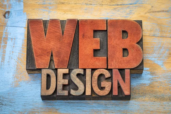 Web design word abstract in wood type — Stock Photo, Image
