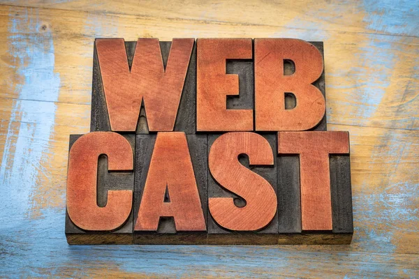 Webcast word  abstract in wood type — Stock Photo, Image