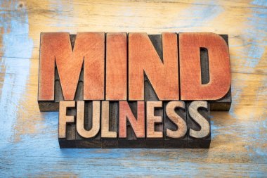 Mindfulness sözcük soyut vintage ağaç türü