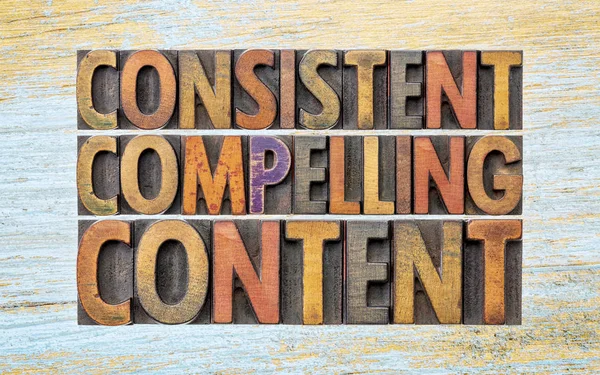 Consistent, compelling content word abstract — Stock Photo, Image