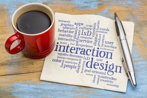 Interaction design word cloud on napkin — Stock Photo, Image