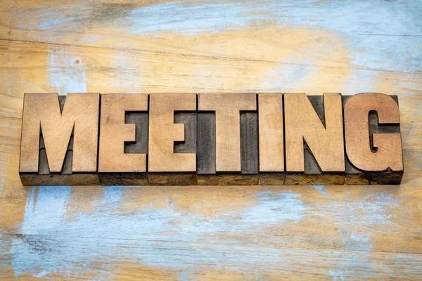 Meeting word in letterpress wood type — Stock Photo, Image