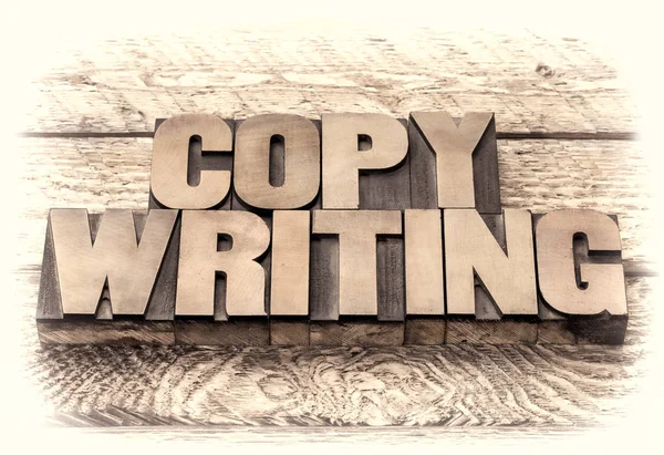 Copywriting word in vintage letterpress wood type — Stock Photo, Image
