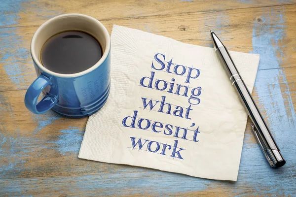 Stop doing what does not work - napkin concept — Stock Photo, Image