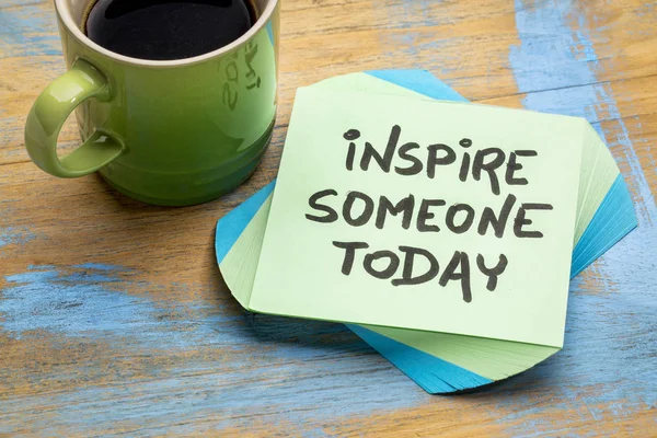 Inspire someone today note with coffee — Stock Photo, Image
