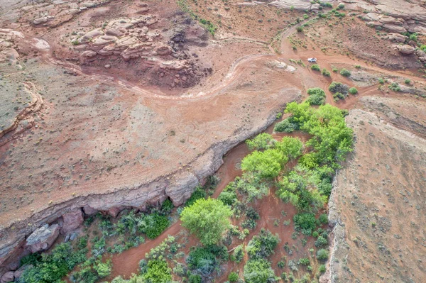 Wüste Schlucht in utah Luftaufnahme — Stockfoto